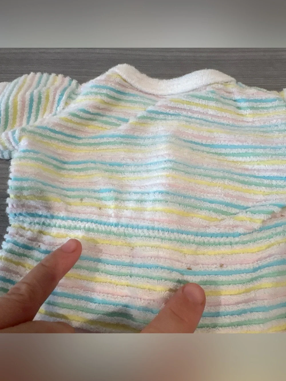 Vintage Chalk Duster 3-6 Months Baby Clothes Short Sleeve  Striped Terry  Cloth